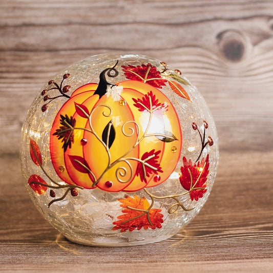 Swirling Pumpkin - Crackle Glass Orb
