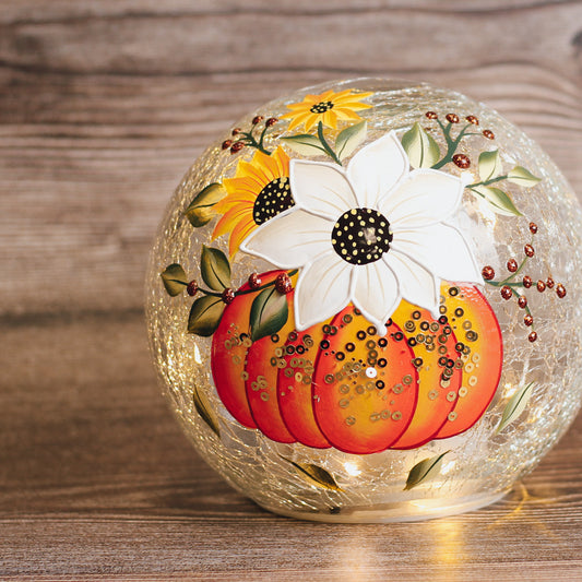 Pumpkin Bouquet  - Crackle Glass Orb