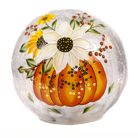 Pumpkin Bouquet  - Crackle Glass Orb