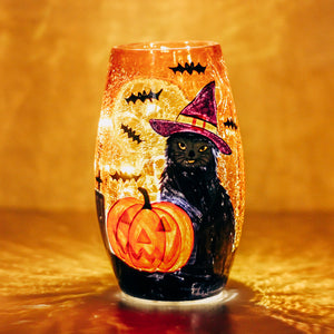 Halloween - Crackle Glass Short Vase