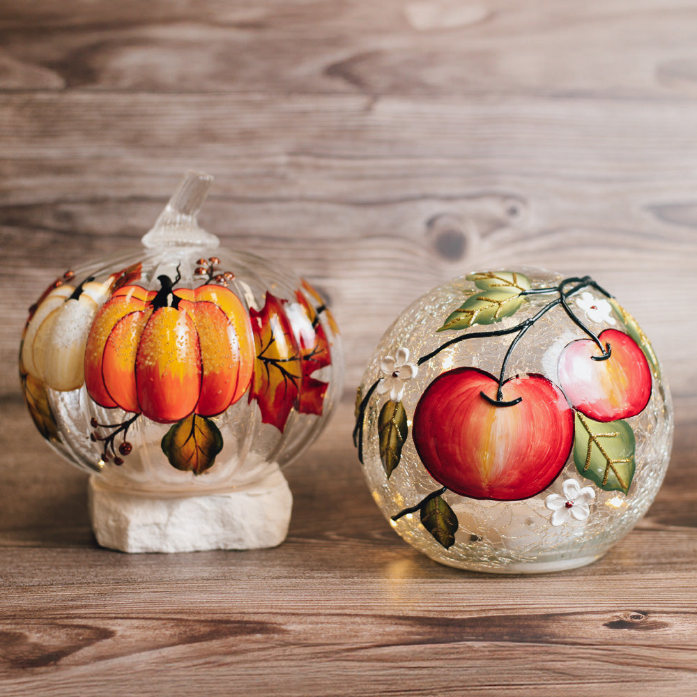 Apples & Flora  - Crackle Glass Orb