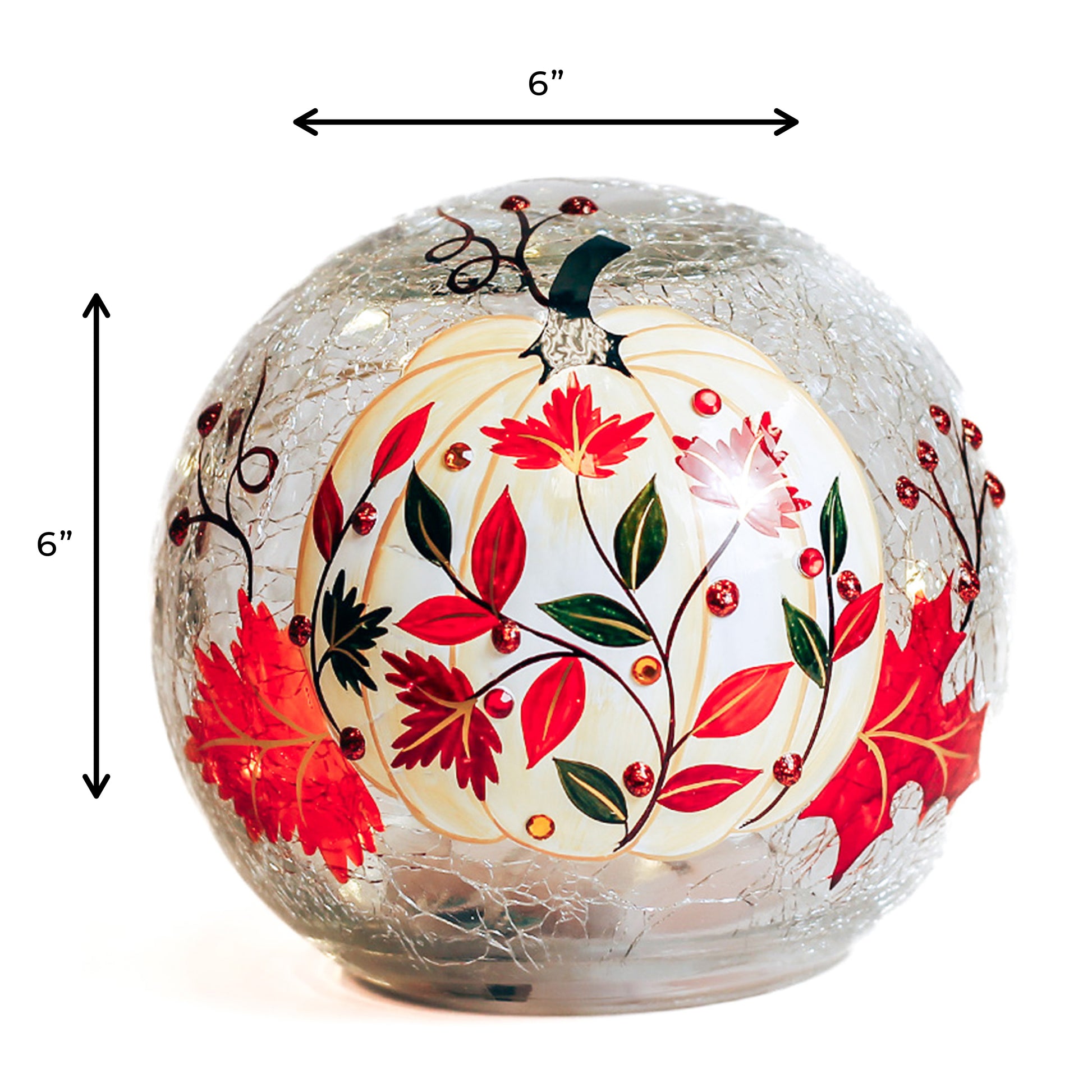 White Pumpkin Branch - Crackle Glass Orb