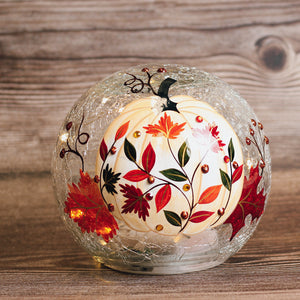 White Pumpkin Branch - Crackle Glass Orb