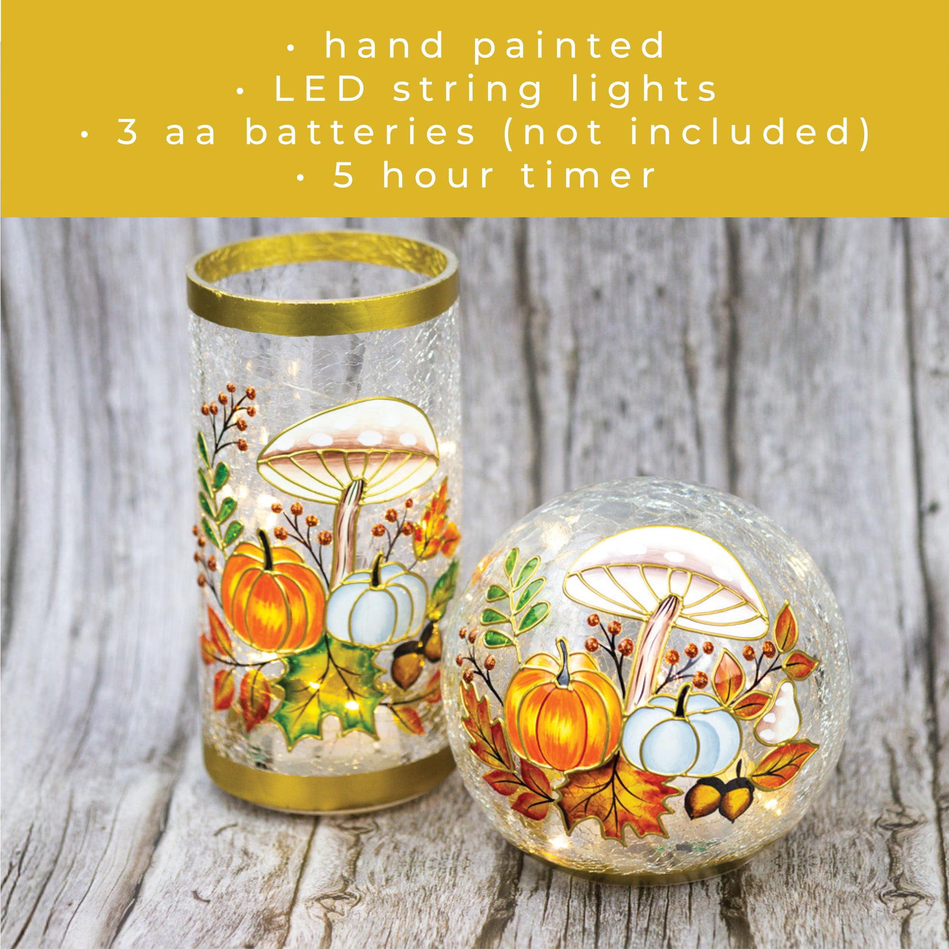 Golden Mushroom - Crackle Glass Pillar - Product Image by A Cheerful Giver