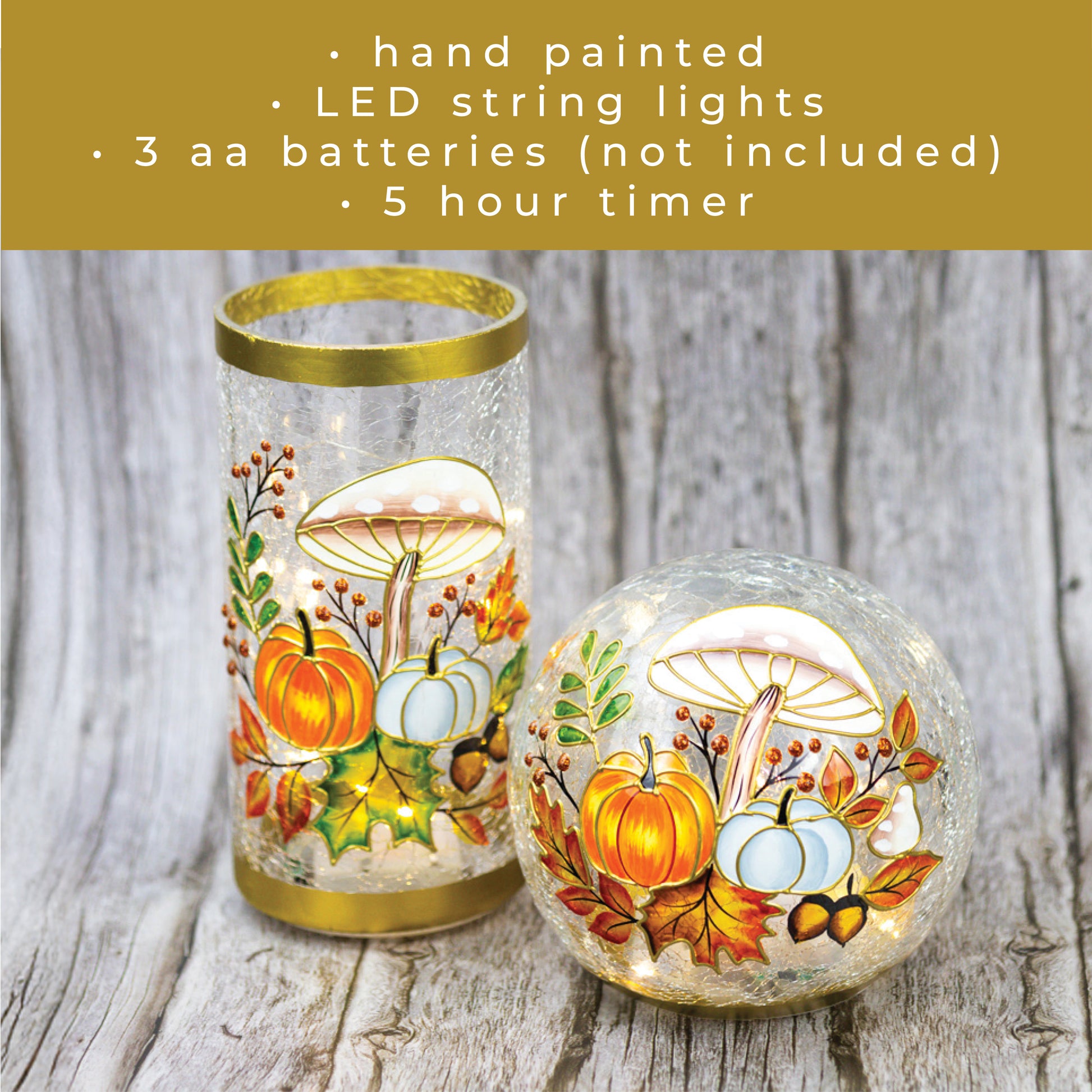 Golden Mushroom  - Crackle Glass Orb - Product Image by A Cheerful Giver