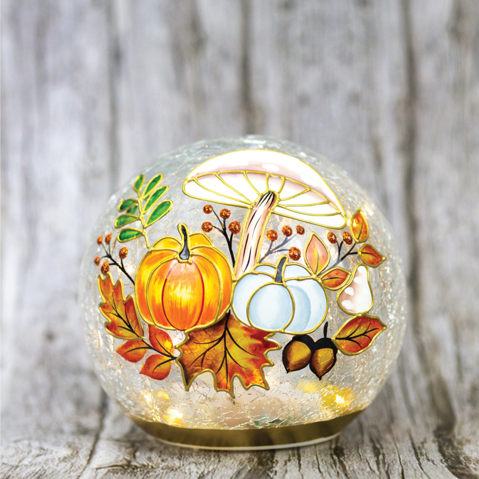 Golden Mushroom  - Crackle Glass Orb - Product Image by A Cheerful Giver