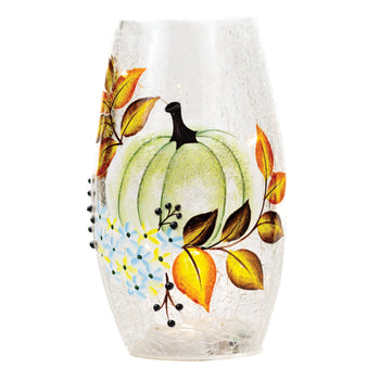 White Pumpkin - Crackle Glass Short Vase by A Cheerful Giver
