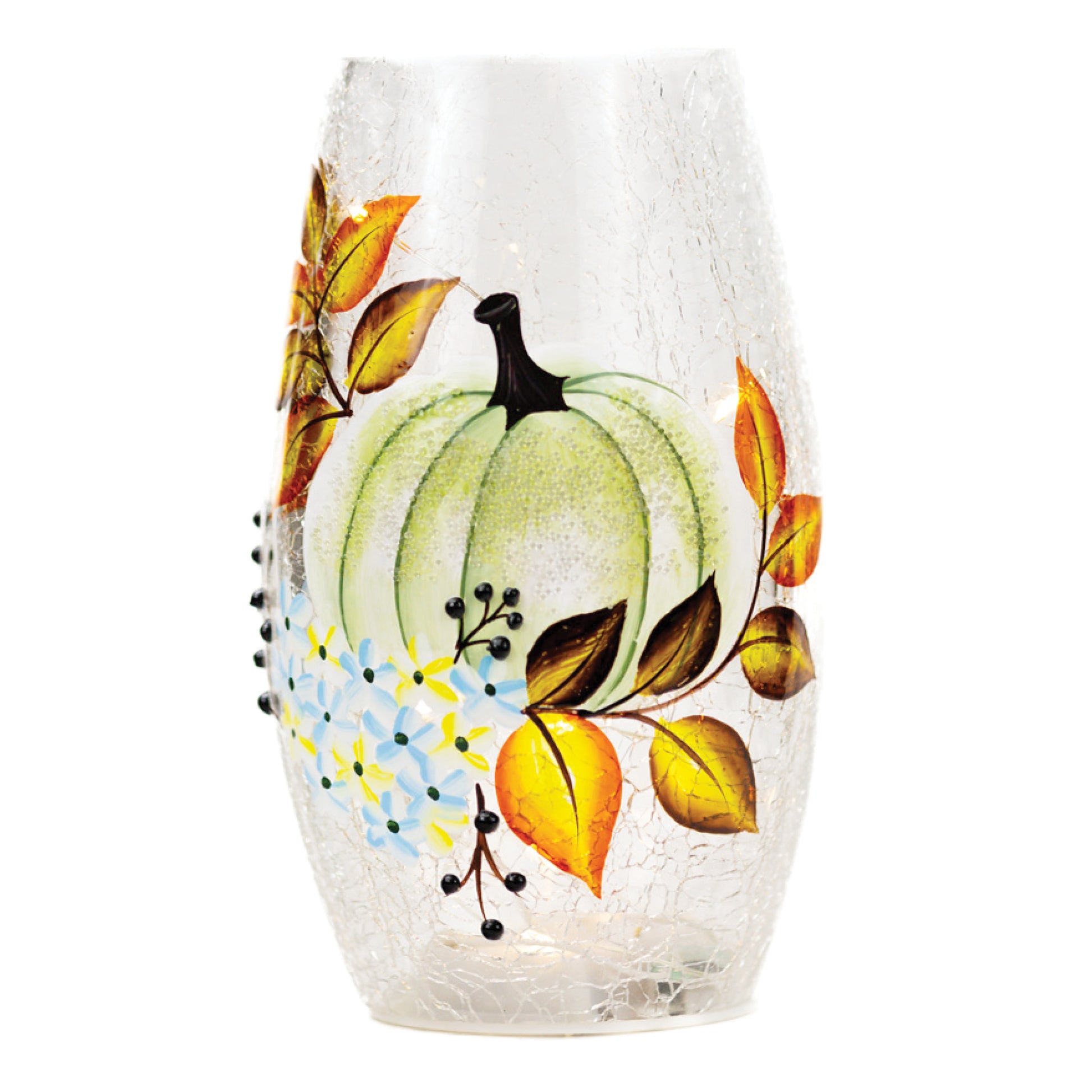 White Pumpkin - Crackle Glass Short Vase by A Cheerful Giver