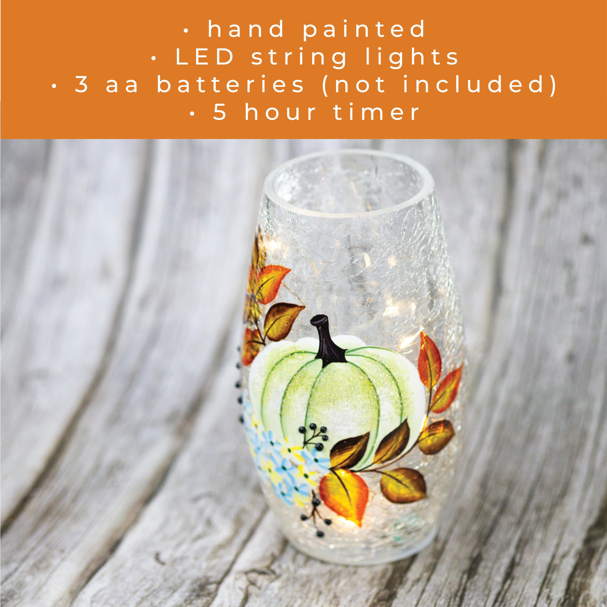 White Pumpkin - Crackle Glass Short Vase - Product Image by A Cheerful Giver