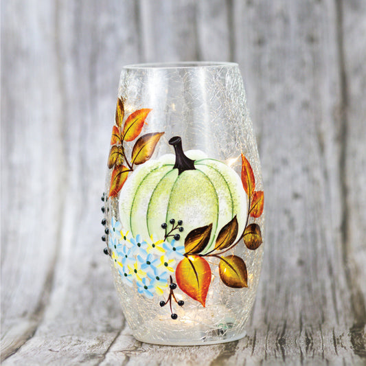 White Pumpkin - Crackle Glass Short Vase - Product Image by A Cheerful Giver