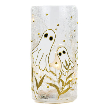 Floating Ghost - Crackle Glass Pillar by A Cheerful Giver