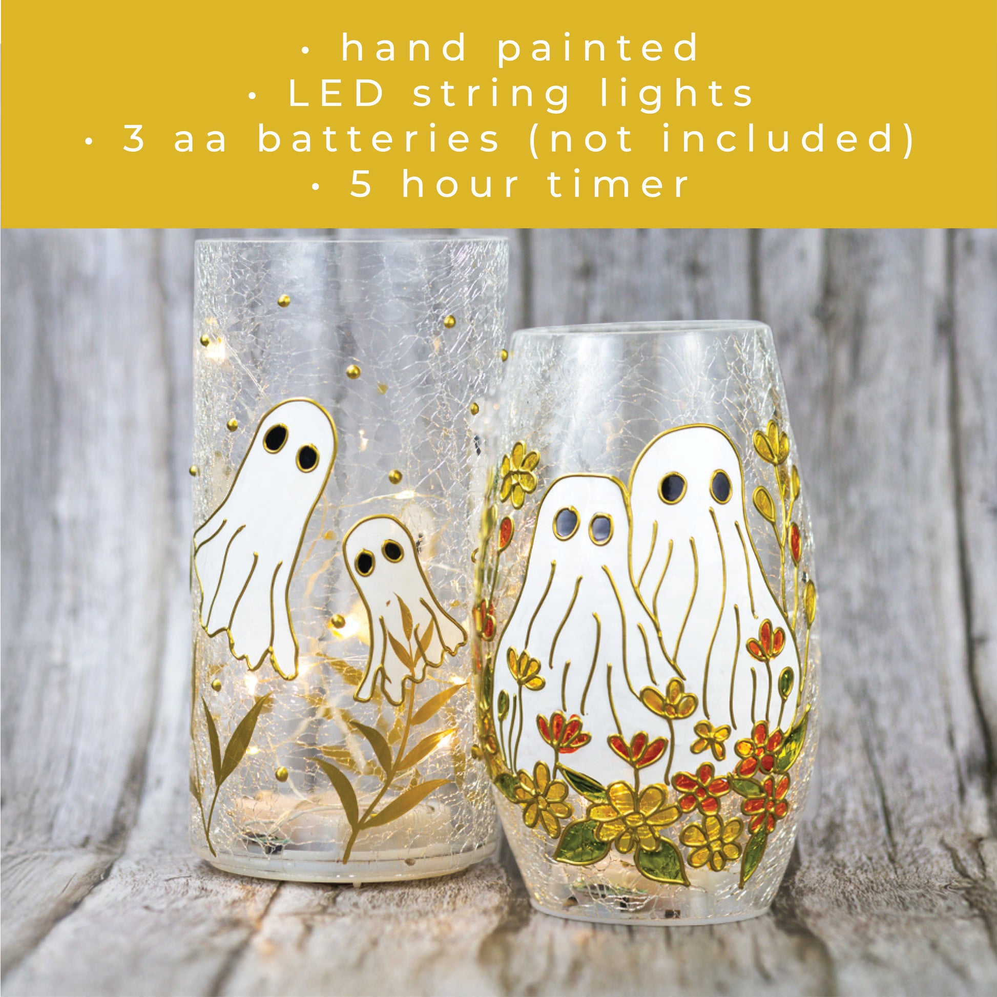 Floating Ghost - Crackle Glass Pillar - Product Image by A Cheerful Giver