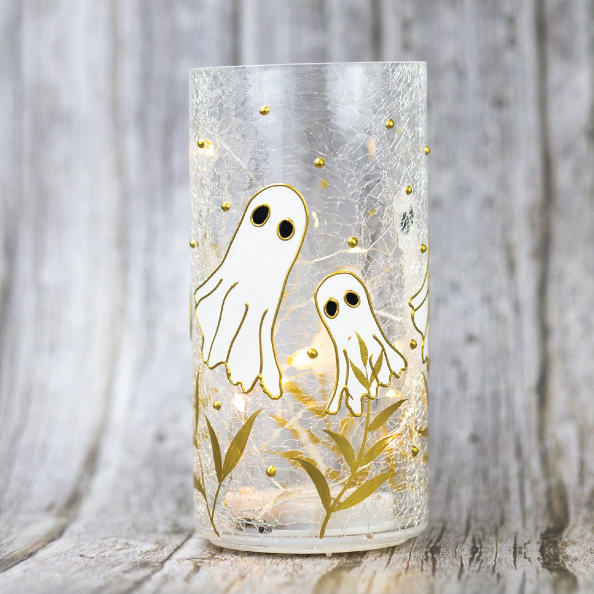 Floating Ghost - Crackle Glass Pillar - Product Image by A Cheerful Giver