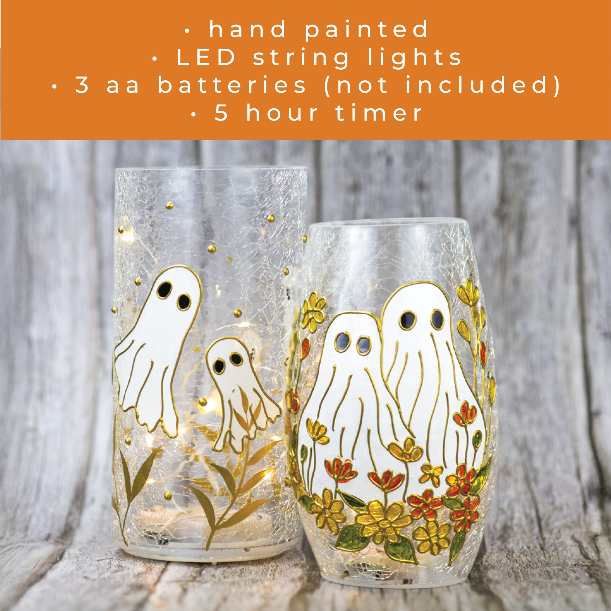 Floral Ghost - Crackle Glass Short Vase - Product Image by A Cheerful Giver