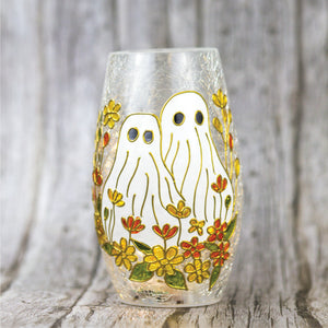 Floral Ghost - Crackle Glass Short Vase - Product Image by A Cheerful Giver