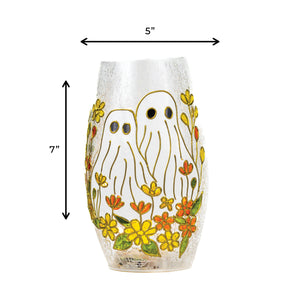 Floral Ghost - Crackle Glass Short Vase - Product Image by A Cheerful Giver