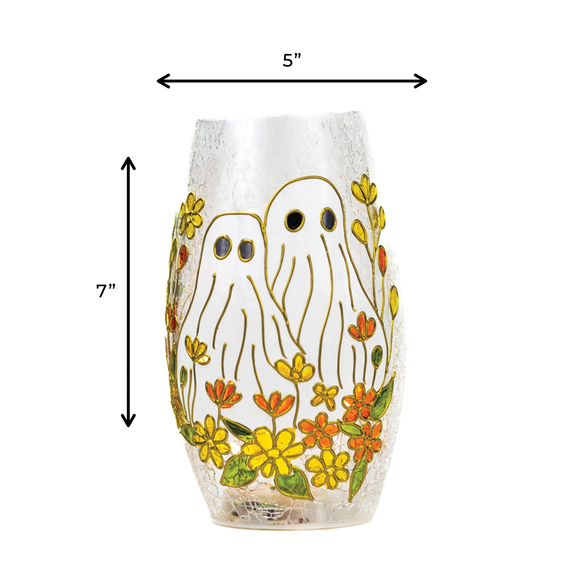 Floral Ghost - Crackle Glass Short Vase - Product Image by A Cheerful Giver