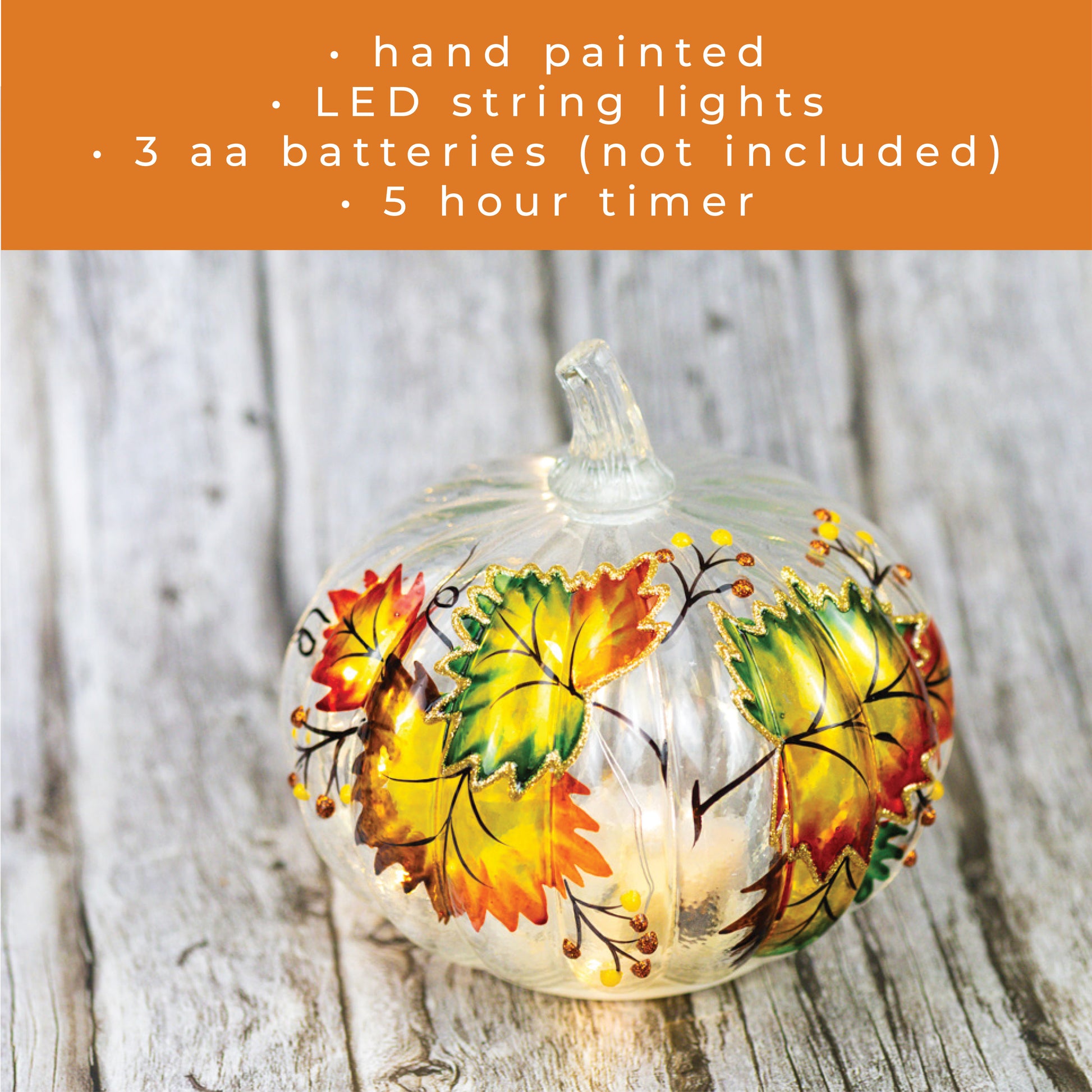 Fallen Leaves  - Crackle Glass Pumpkin - Product Image by A Cheerful Giver