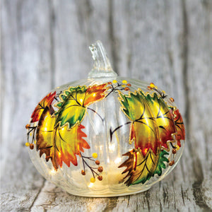 Fallen Leaves  - Crackle Glass Pumpkin - Product Image by A Cheerful Giver