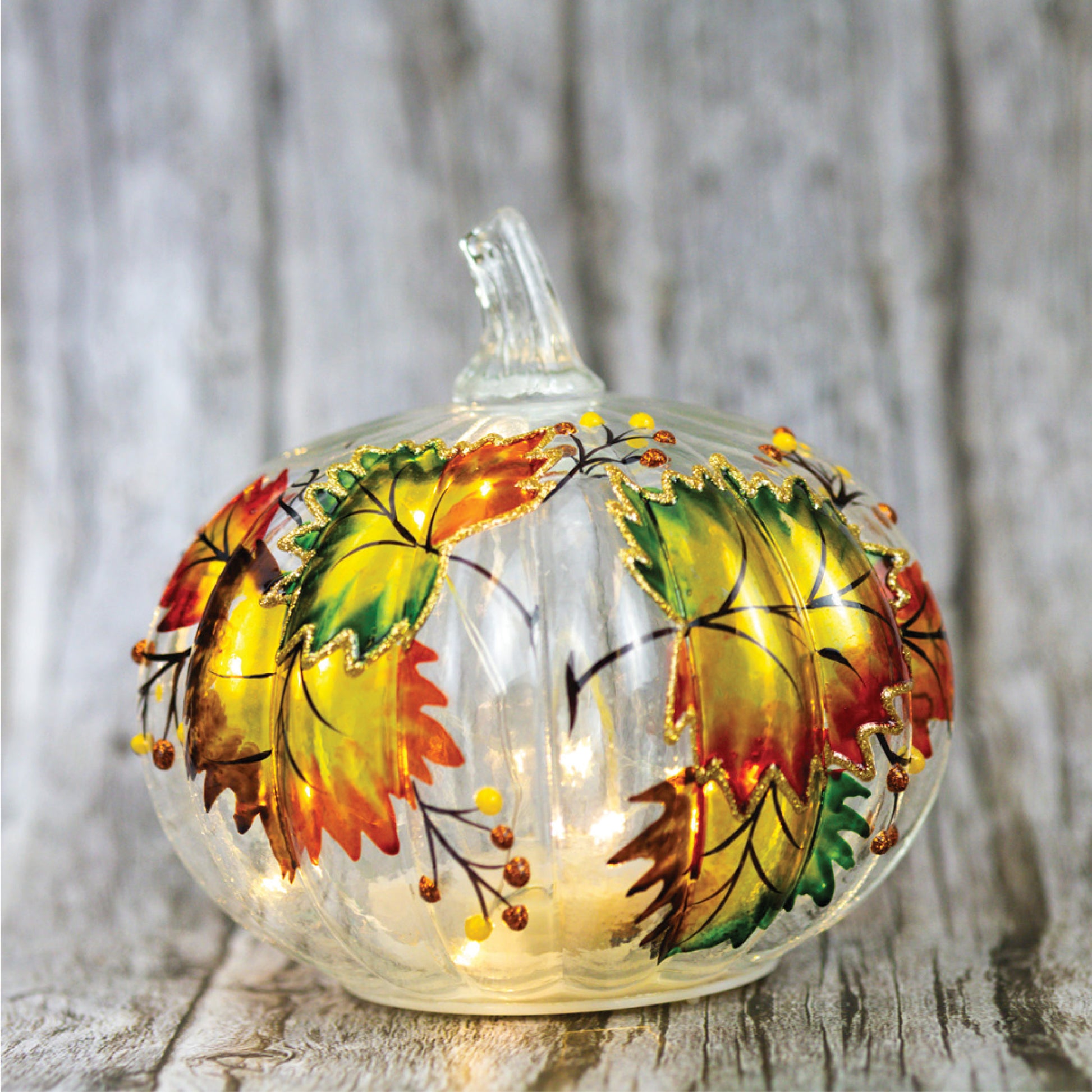 Fallen Leaves  - Crackle Glass Pumpkin - Product Image by A Cheerful Giver