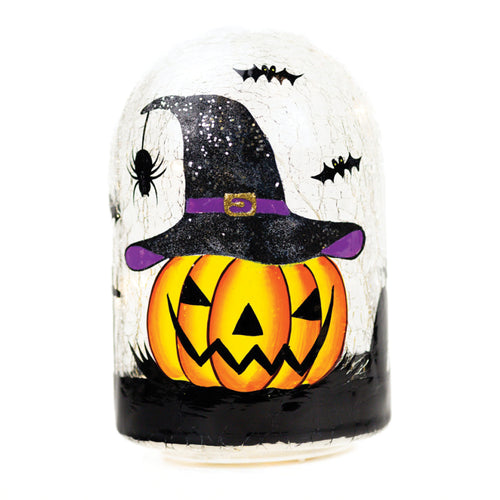 Pumpkin Witch - Crackle Glass Cloche by A Cheerful Giver