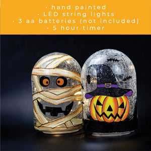 Pumpkin Witch - Crackle Glass Cloche - Product Image by A Cheerful Giver