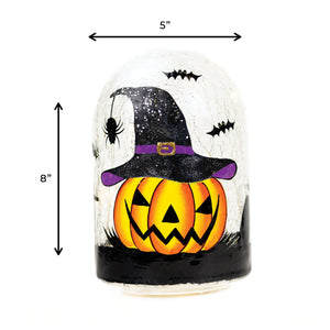 Pumpkin Witch - Crackle Glass Cloche - Product Image by A Cheerful Giver