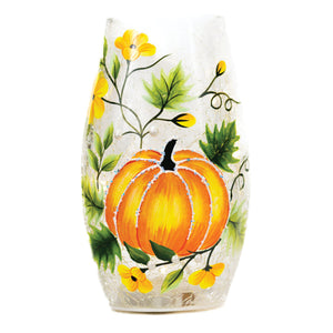 Pumpkin Vines - Crackle Glass Short Vase by A Cheerful Giver