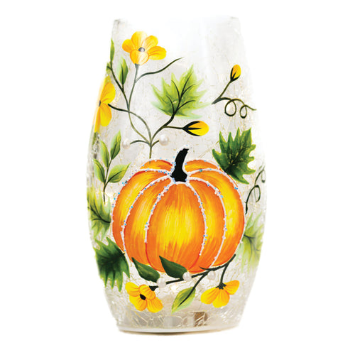Pumpkin Vines - Crackle Glass Short Vase by A Cheerful Giver