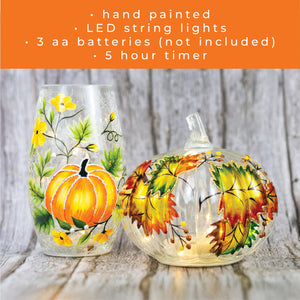 Pumpkin Vines - Crackle Glass Short Vase - Product Image by A Cheerful Giver