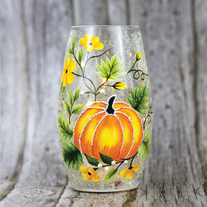 Pumpkin Vines - Crackle Glass Short Vase - Product Image by A Cheerful Giver