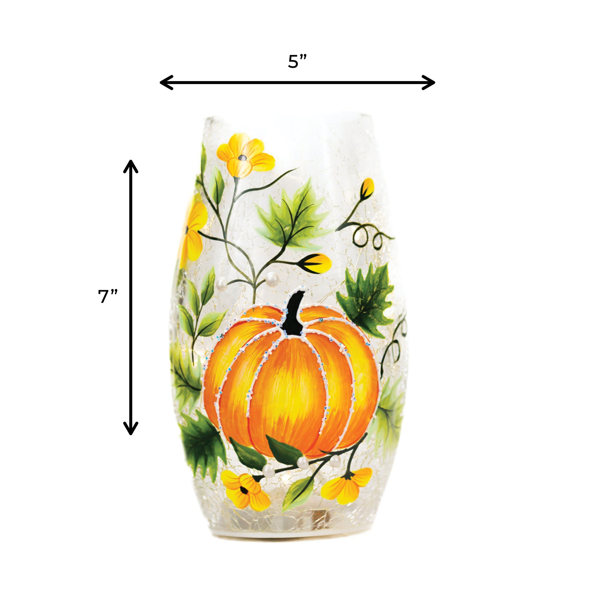 Pumpkin Vines - Crackle Glass Short Vase - Product Image by A Cheerful Giver
