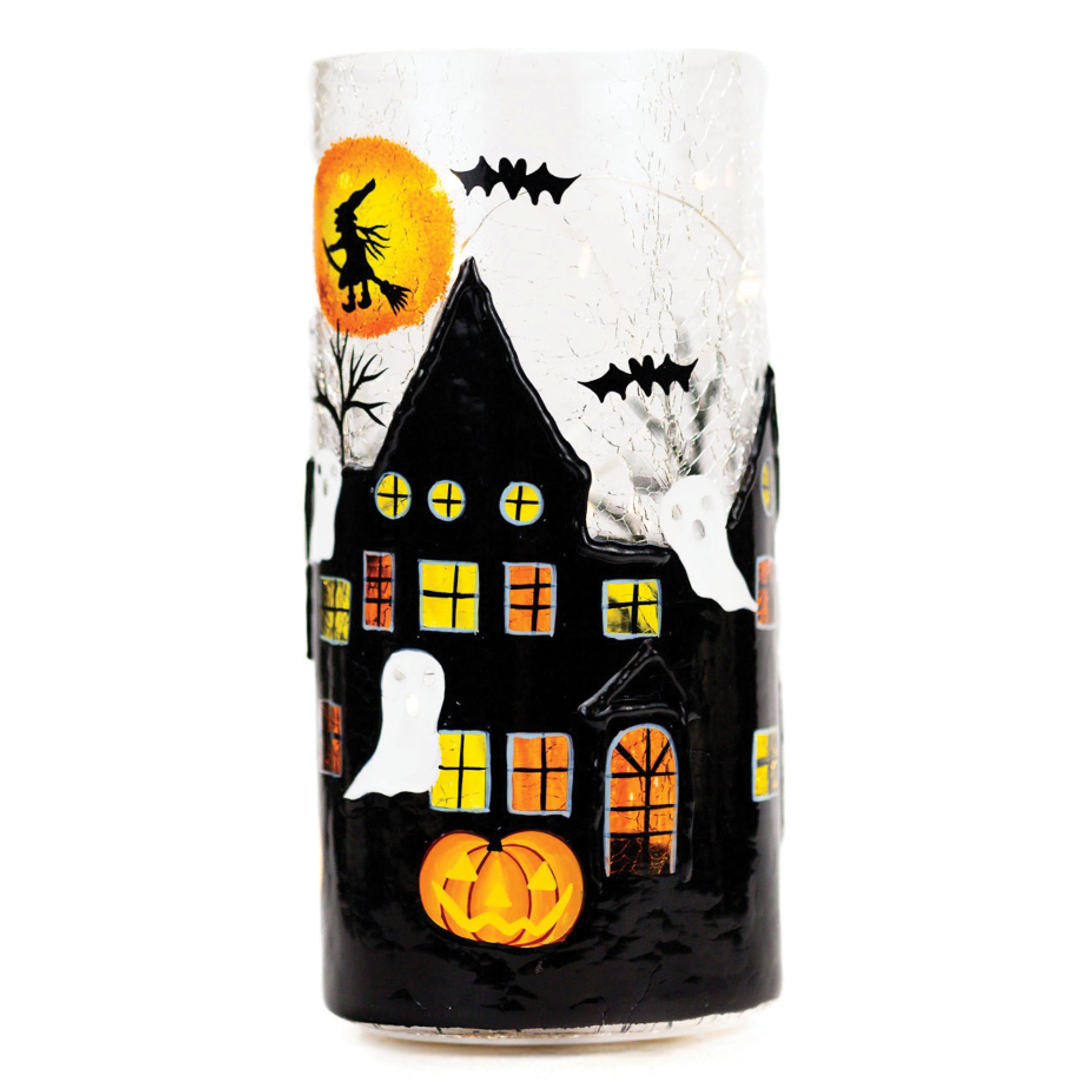 Moonlit Mansion - Crackle Glass Pillar by A Cheerful Giver