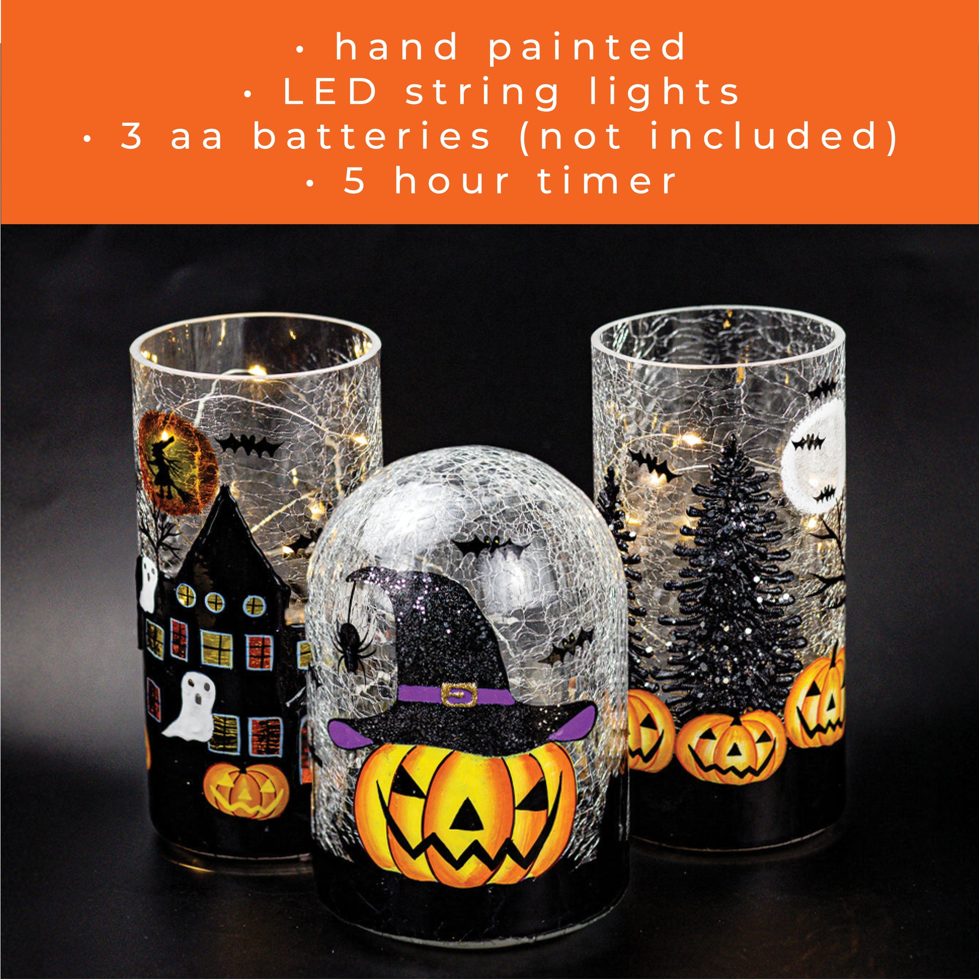 Moonlit Mansion - Crackle Glass Pillar - Product Image by A Cheerful Giver