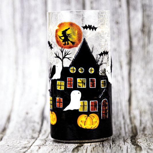Moonlit Mansion - Crackle Glass Pillar - Product Image by A Cheerful Giver