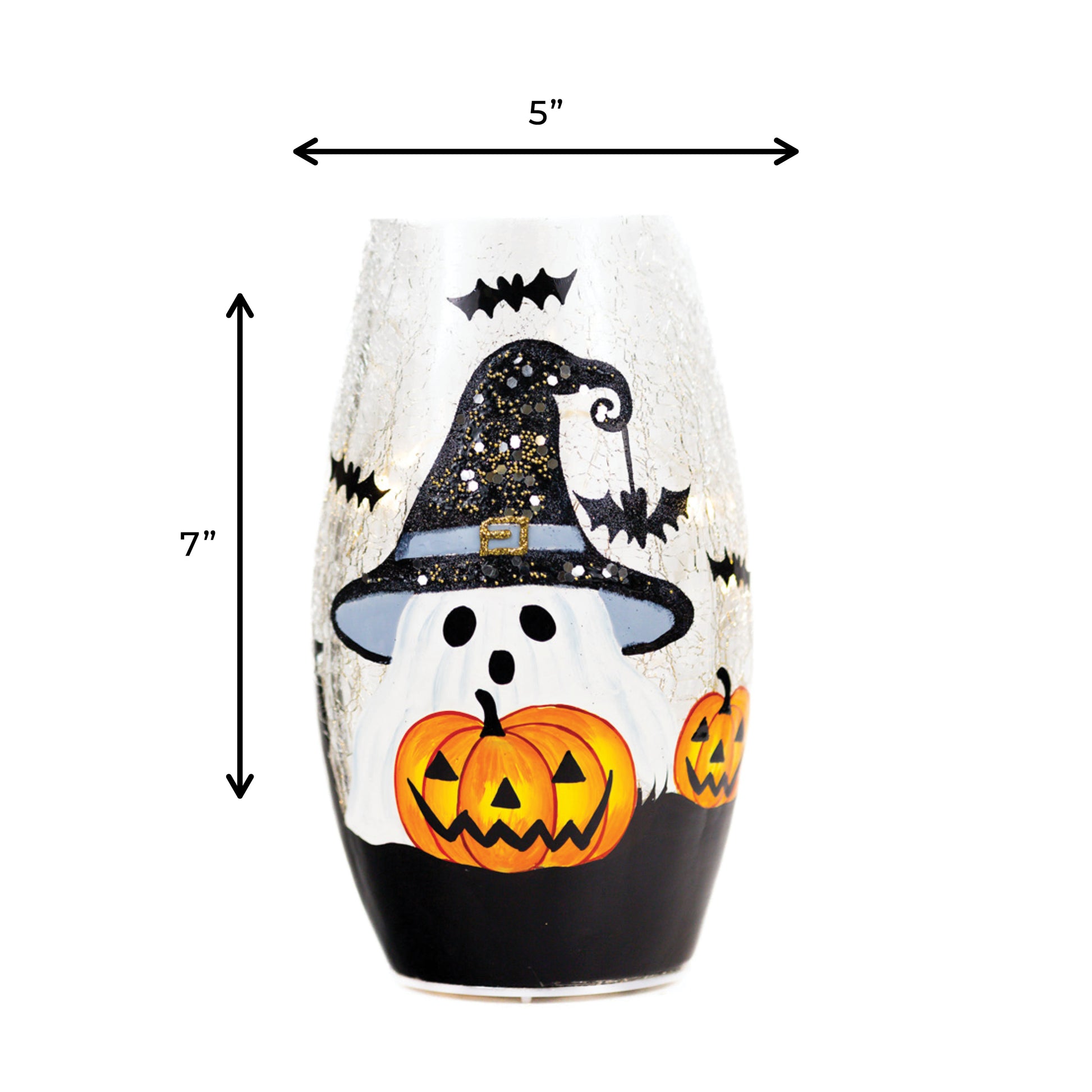 Boo & Pumpkin - Crackle Glass Short Vase - Product Image by A Cheerful Giver