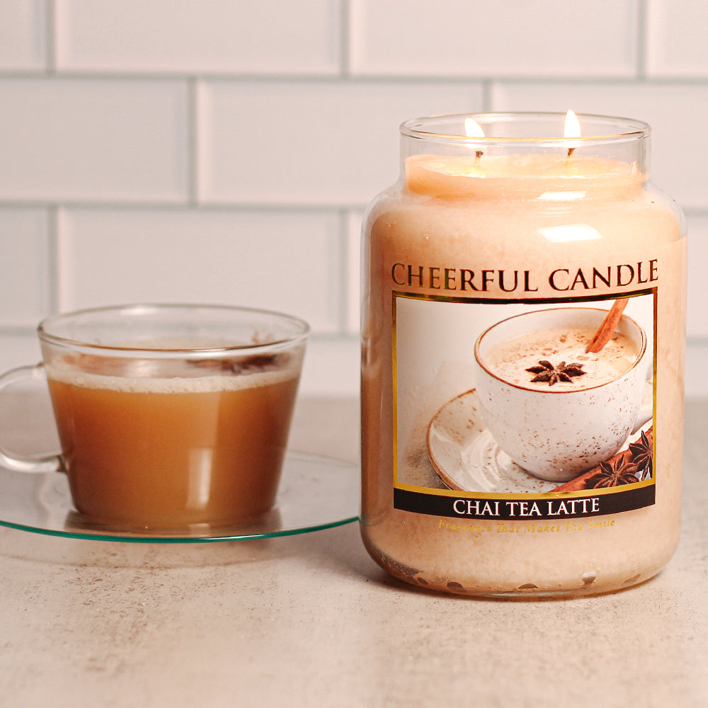 Changle Tea Chai Tea Latte Scented Candle -24 oz, Double Wick, 135-hour burn time ...
