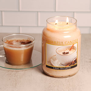 Chai Tea Latte Scented Candle -24 oz, Double Wick, Cheerful Candle