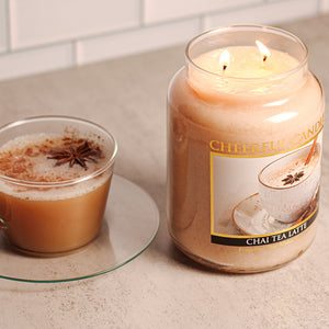 Chai Tea Latte Scented Candle -24 oz, Double Wick, Cheerful Candle