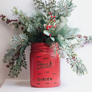 Red - Mason Jar Planter