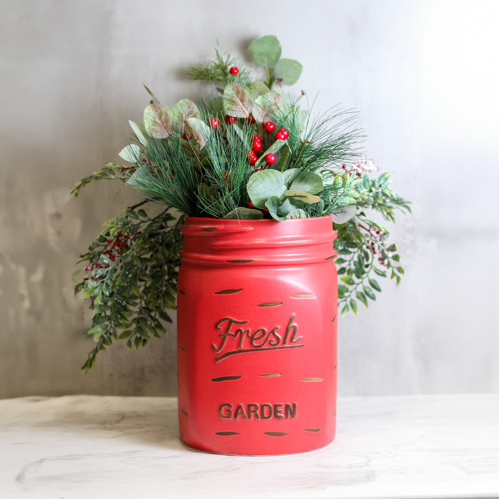 Red - Mason Jar Planter