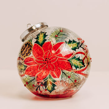 Poinsettia - Crackle Glass Ornament