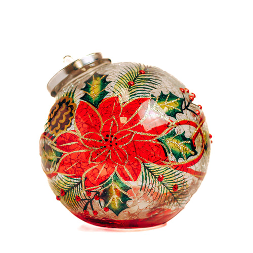 Poinsettia - Crackle Glass Ornament