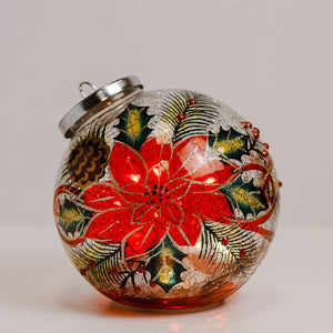 Poinsettia - Crackle Glass Ornament