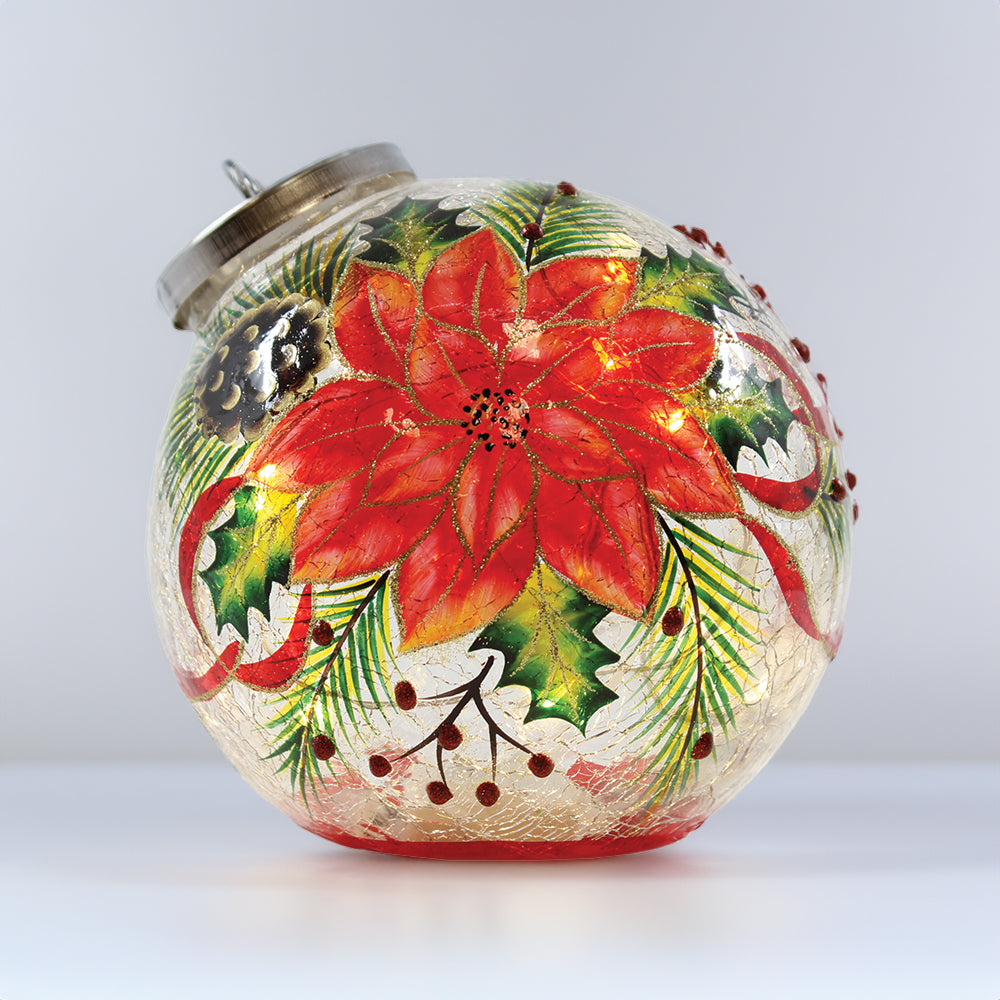 Poinsettia - Crackle Glass Ornament