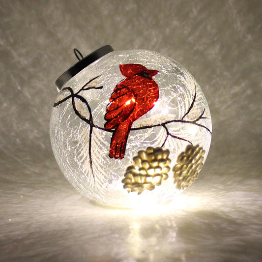 Snowy Cardinal - Crackle Glass Ornament