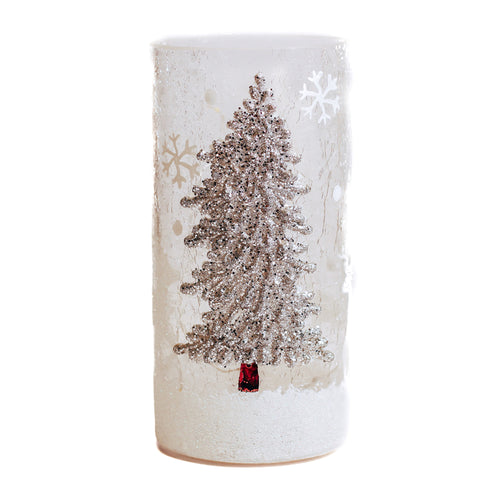 Silver Tree - Crackle Glass Pillar