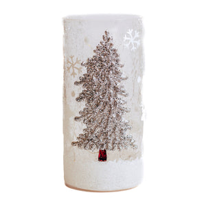 Silver Tree - Crackle Glass Pillar