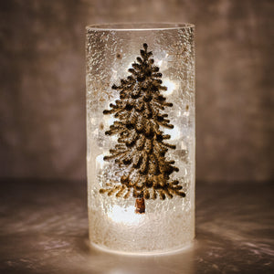 Silver Tree - Crackle Glass Pillar