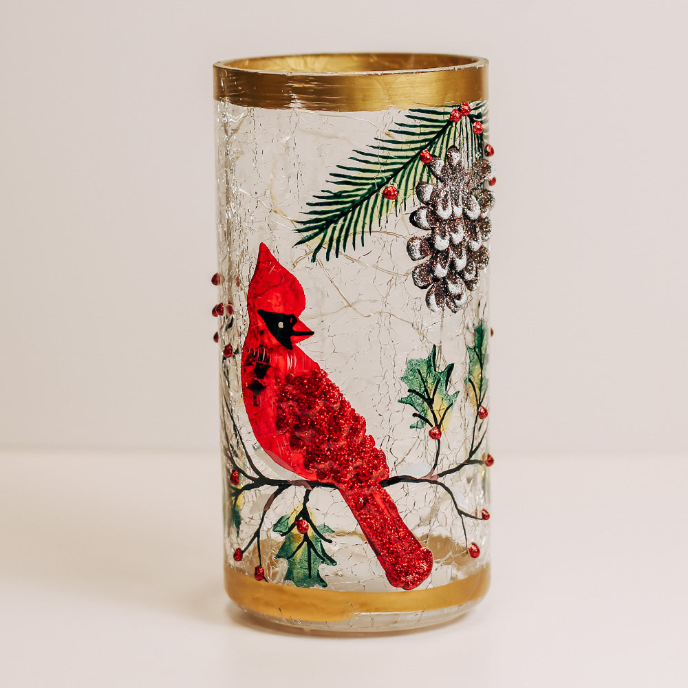 a cheerful giver Cardinal - Crackle Glass Pillar on Sale | Home & Garden